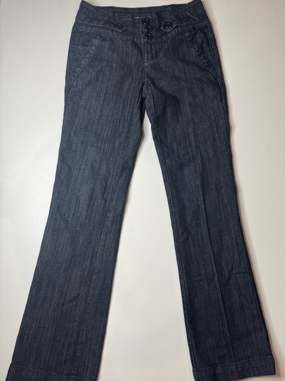 VTG Y2K Boom Boom Jeans Dark Wash Asymmetric Flare Jeans Size 5
